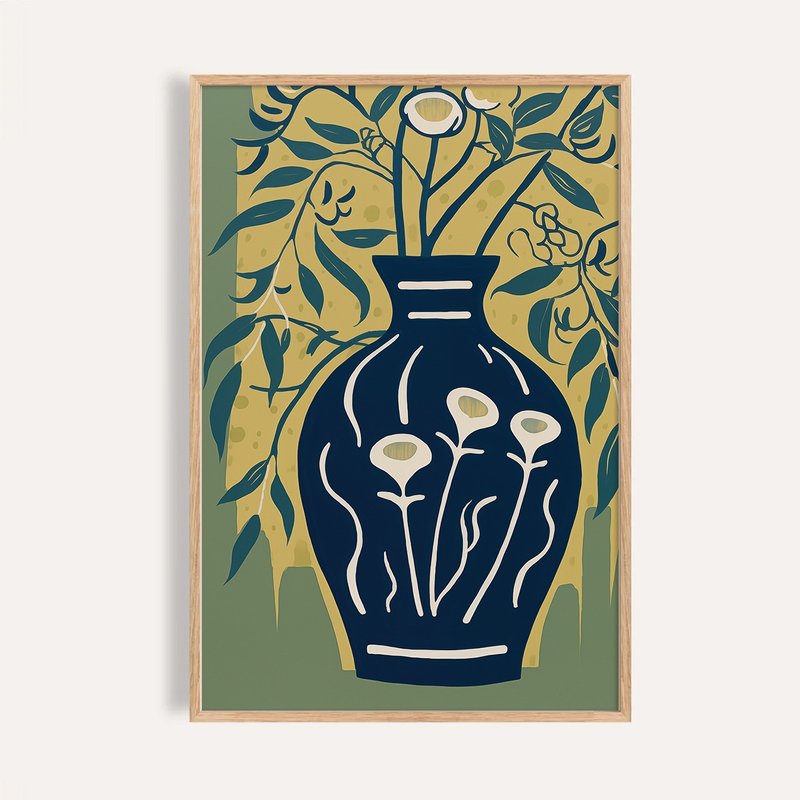 綠野陶瓶 Green Vase Garden / 當代版畫植物插畫 - 海報/掛畫/掛布 - 紙 