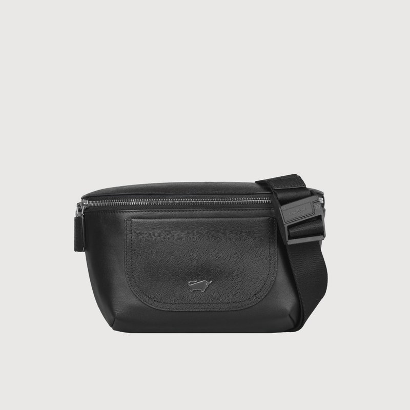 【Complimentary Gift Wrapping Upgrade】Logan Waist/Chest Bag - Black / BF548-07-BK - กระเป๋าแมสเซนเจอร์ - หนังแท้ สีดำ
