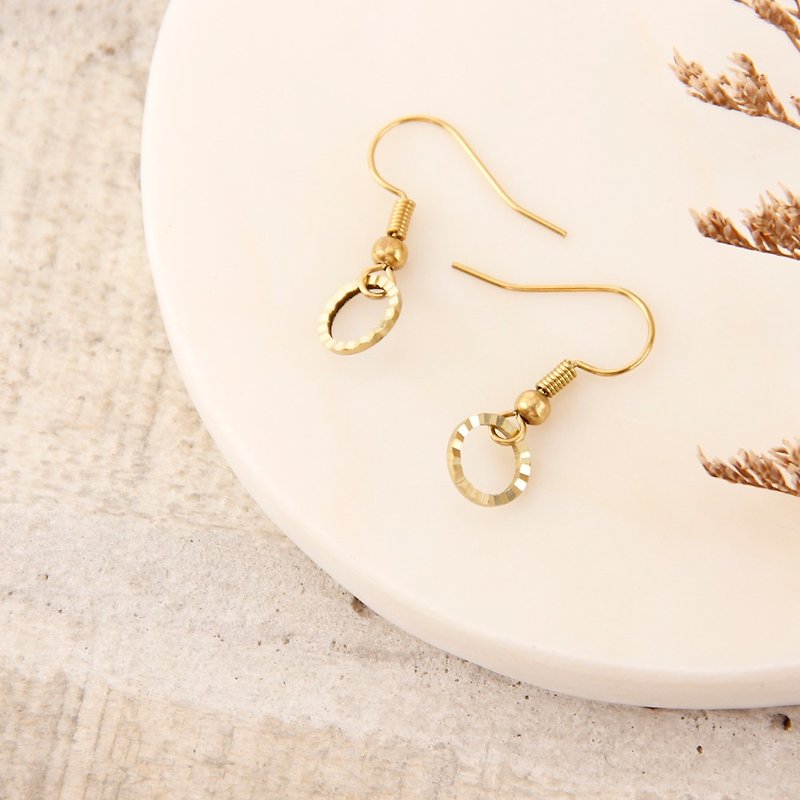 [Small paper hand made / paper art / jewelry] basic models wild simple brass earrings - shiny mini circle - ต่างหู - ทองแดงทองเหลือง สีทอง