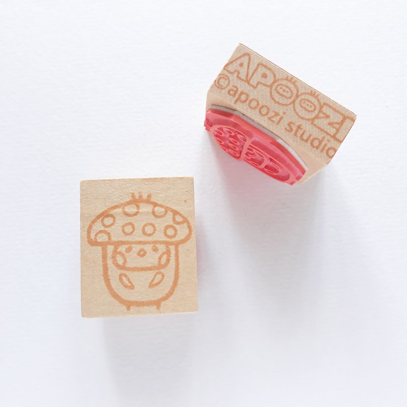 Mushroom Wooden Rubber Stamp Seal - Stamps & Stamp Pads - Wood Khaki