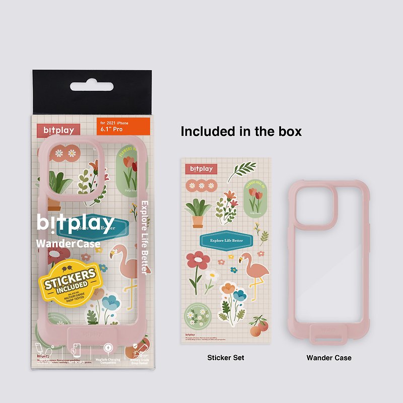 bitplay portable case for iPhone 13 series light pink (with sticker)