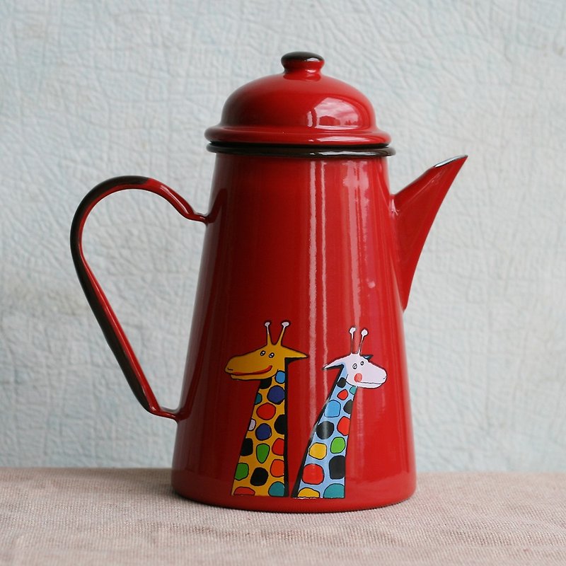 Smaltum Prague Enamel Coffee Maker Giraffe Tomato Red (FDN000542) - Coffee Pots & Accessories - Enamel Red