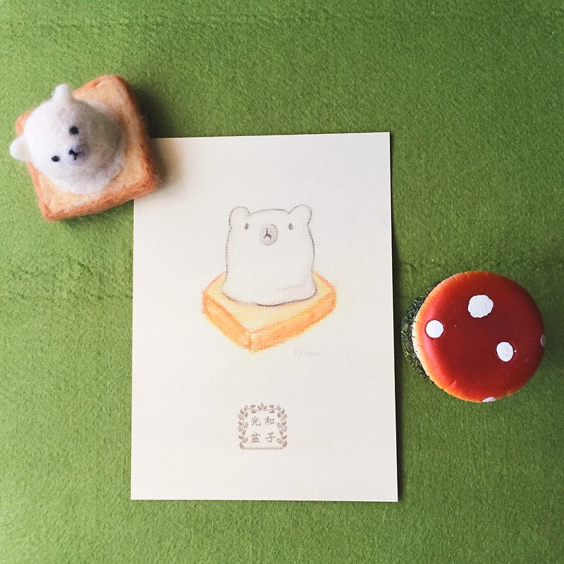 Hand-painted postcards / cool card _ ice cream toast vanilla white bear - การ์ด/โปสการ์ด - กระดาษ ขาว