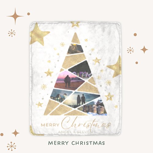 hkgiftforu 【聖誕禮物】聖誕禮物 客製照片聖誕樹毛毯 White Gold Christmas