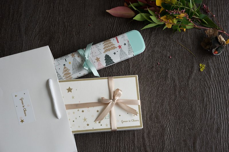 Stars Christmas Gift Box  Eco-Friendly Straws (Set) - Beverage Holders & Bags - Glass White