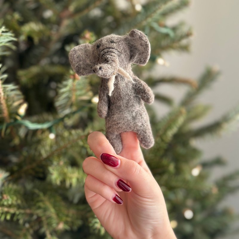 Wool felt finger puppet - Elephant - ของเล่นเด็ก - ขนแกะ 