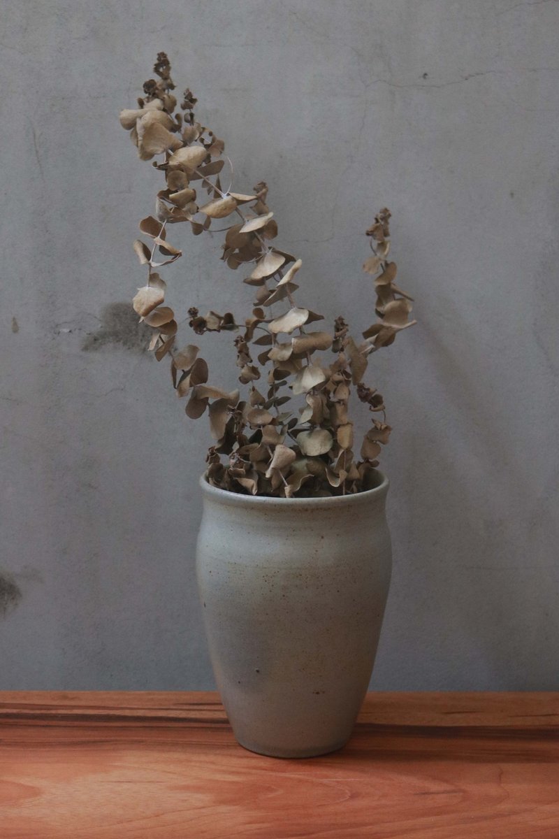 寬口渲灰花瓶 - 花瓶/花器 - 陶 