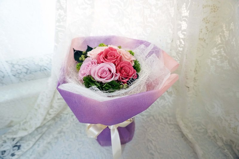Immortal flower Preserved flowers - wedding bouquet Thanksgiving*Exchanging gifts*Valentine's Day*wedding*birthday gift - ตกแต่งต้นไม้ - พืช/ดอกไม้ สึชมพู