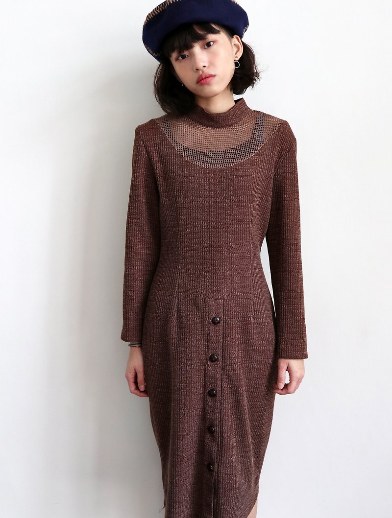 Pumpkin Vintage. Vintage high collar hollow thick material dress - One Piece Dresses - Wool 