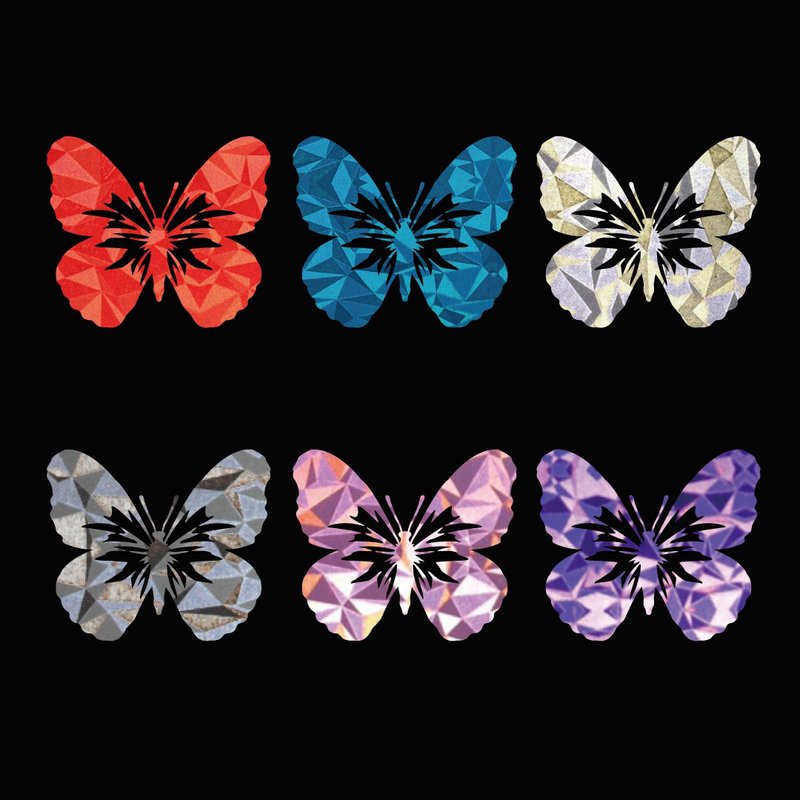 Butterfly Butterfly Diamond Pattern Reflective Sticker Car Sticker Locomotive Sticker Car Sticker Heavy Machinery Helmet - สติกเกอร์ - วัสดุกันนำ้ 