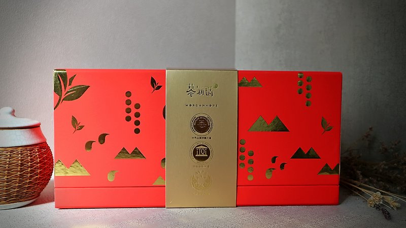 [2022 Exclusive Gift Box] Gold, Silk, Pearl and Jade Double Gold Award Gift Box-Oriental Beauty & Sun Moon Red - ชา - อาหารสด สีแดง