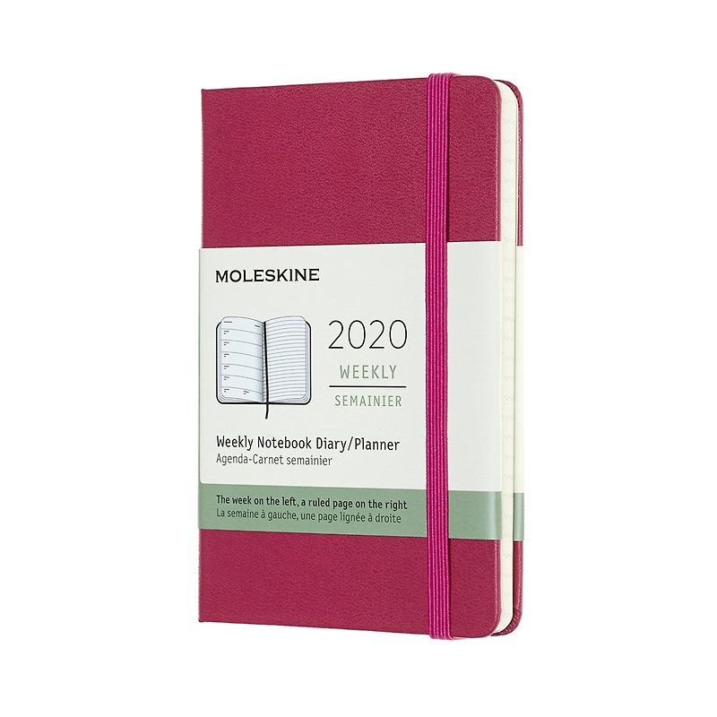 MOLESKINE 2020 週記 12M 硬殼 - L 型桃紅色 - 燙金服務 - 筆記簿/手帳 - 紙 粉紅色