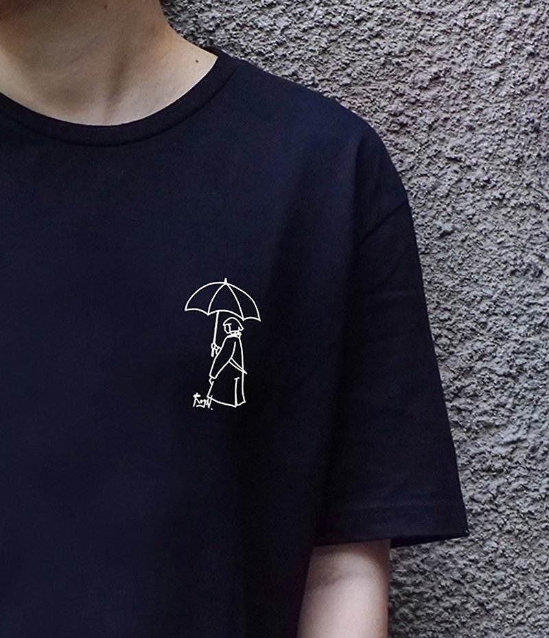 Rain T-shirt - 中性衛衣/T 恤 - 棉．麻 黑色