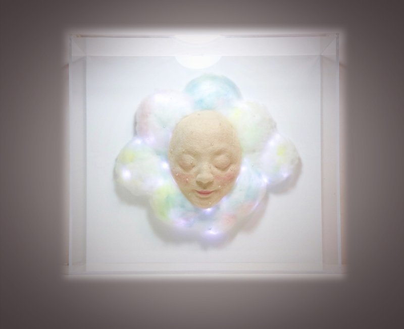 夜|アート彫刻装飾絵画ウールフェルト呼吸ランプ顔眠る夢のような暖かさ