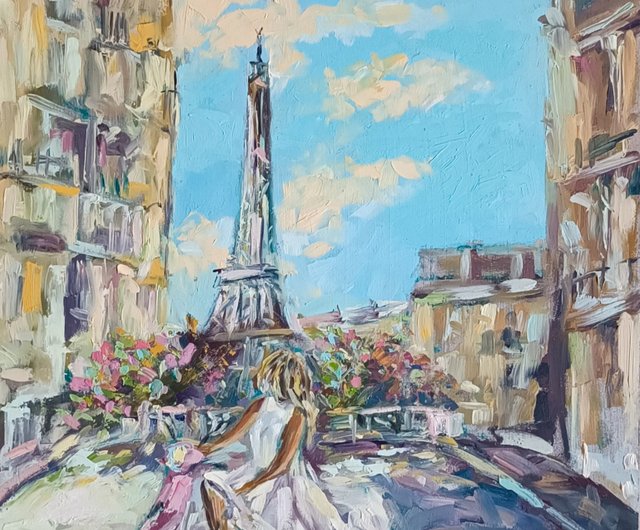 直送商品 PARIS パリ風景画 路上画家 現地購入作品 絵画 絵画 - www 