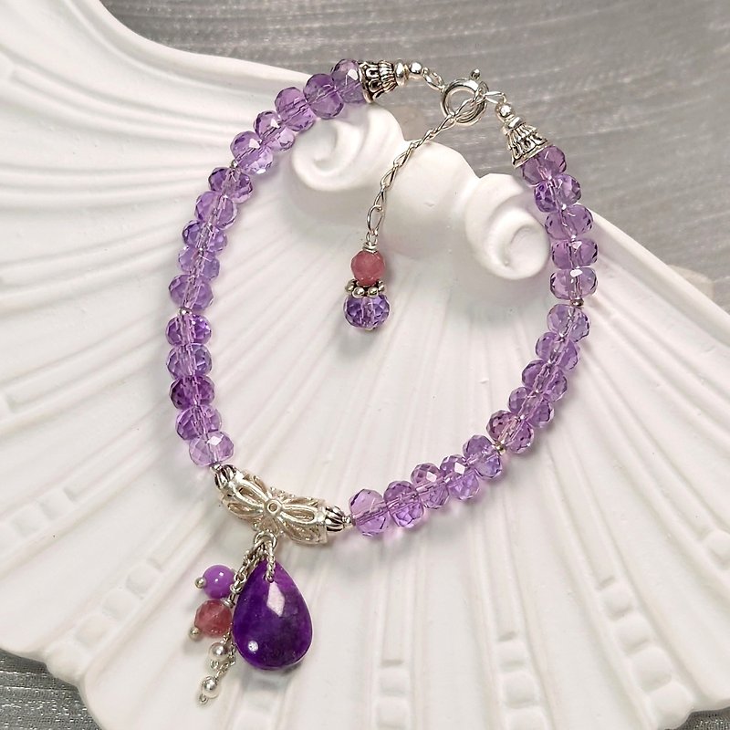 Bracelet, Amethyst, Sugilite, Tourmaline, Sterling Silver, Handmade Jewelry - Bracelets - Gemstone Purple