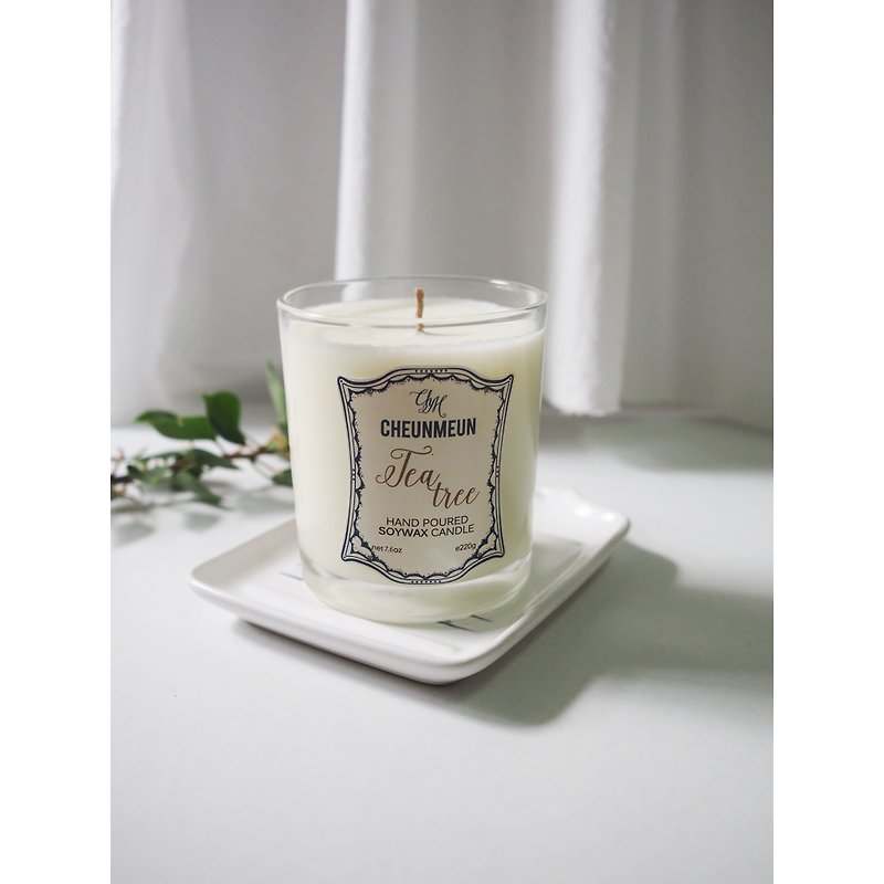 Fresh Home Candle Soy-Wax / Tea-Tree scent - 香薰蠟燭/燭台 - 植物．花 白色
