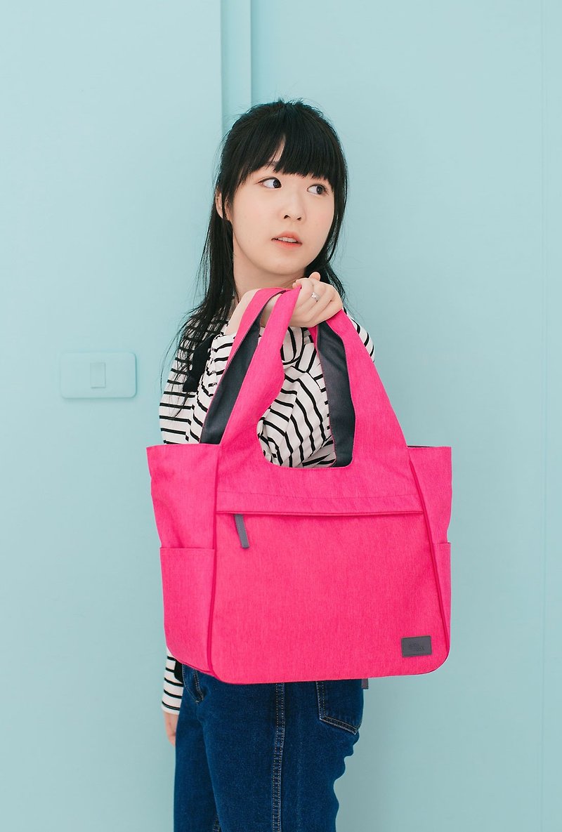 deep pink shoulder bag,sport bag, gym bag - 側背包/斜背包 - 聚酯纖維 粉紅色