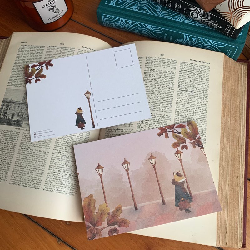 Postcard of Mr. Fox traveling in autumn - Seize the day series_Spot - การ์ด/โปสการ์ด - กระดาษ 