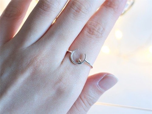 Næturslippur ring K10YG×silver925 月と星リング シルバー