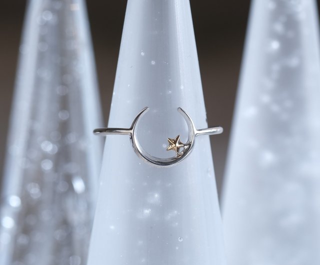 Næturslippur ring K10YG×silver925 月と星リング シルバー