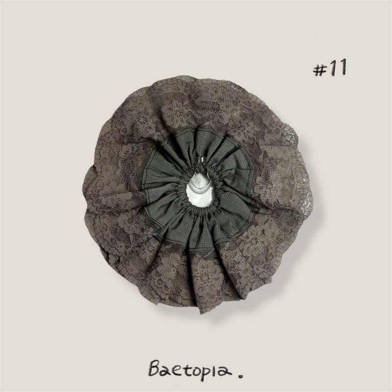 Baetopia | 薄切面款・灰苔靜謐手作髮圈 - 髮夾/髮圈 - 棉．麻 綠色