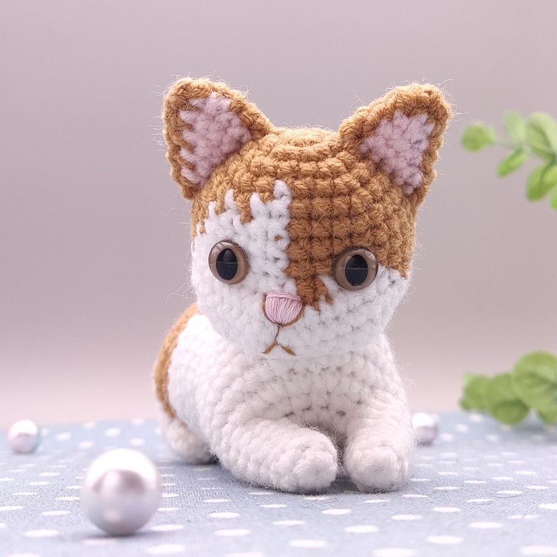 [Ready Stock] Orange and White Cat Handmade Crochet Doll - ตุ๊กตา - ไฟเบอร์อื่นๆ สีส้ม