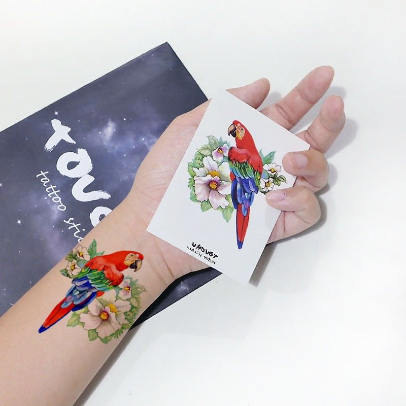 TU tattoo sticker - macaw / tattoos / waterproof tattoo / Original /tattoo sticker - สติ๊กเกอร์แทททู - กระดาษ หลากหลายสี