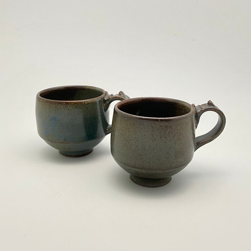 Gray-blue glaze pair cup group - แก้ว - ดินเผา สีน้ำเงิน