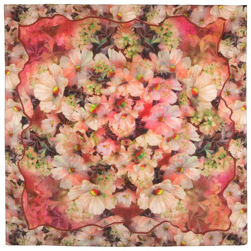 Original Pavlovo Posad Russian Shawl 100% Wool Woolen Scarf 115x115 cm 10313-3 - 絲巾 - 羊毛 紅色