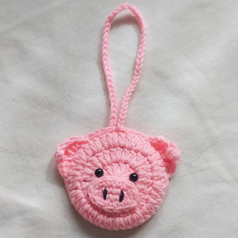 Cute Pink Pig Mirror Keychain Key ring Bag Charm Hand Mirror Portable Pocket - Keychains - Cotton & Hemp Pink