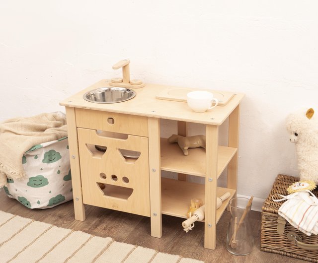 Montessori-Inspired Wooden Kids' Toy Kitchen - Shop WoodAndHearts Kids' Toys  - Pinkoi