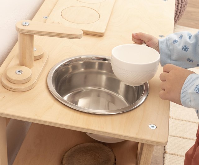 Montessori-Inspired Wooden Kids' Toy Kitchen - Shop WoodAndHearts Kids' Toys  - Pinkoi