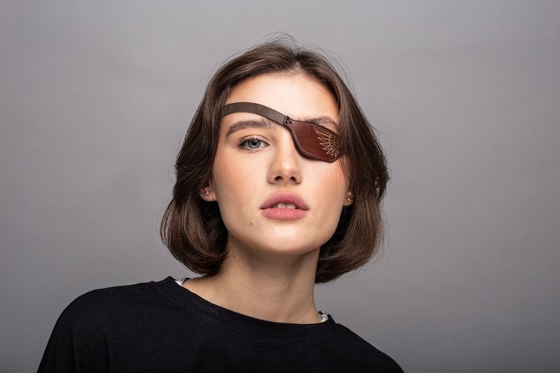 Leather Eye Patch, Eye Patch, Man Eye Patch, Woman Eye Patch, Brown Eye Patch, S - 口罩/口罩收納套 - 真皮 透明