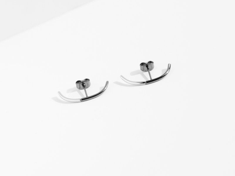 2-Tone Cuff Earrings | Grey - Earrings & Clip-ons - Stainless Steel Gray