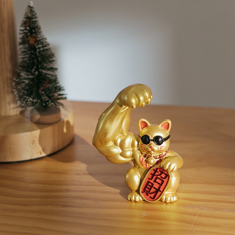 【現貨】巨財好運招財貓-聖誕交換禮物 - 裝飾/擺設  - 樹脂 金色