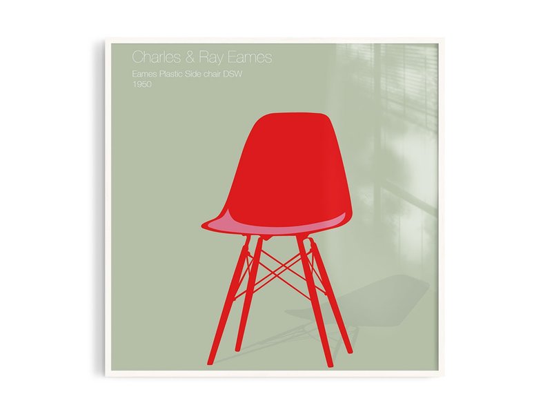 Eames chair丨Illustrations/hanging paintings/made in Taiwan/posters/log picture frames/size can be customized - โปสเตอร์ - กระดาษ สีแดง