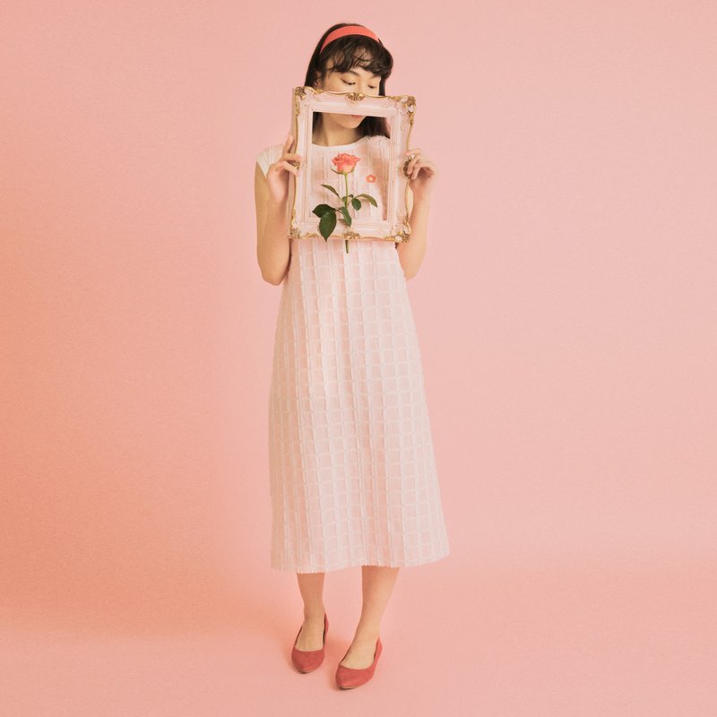 Flower Bed Dress (PINK) - 洋裝/連身裙 - 棉．麻 粉紅色