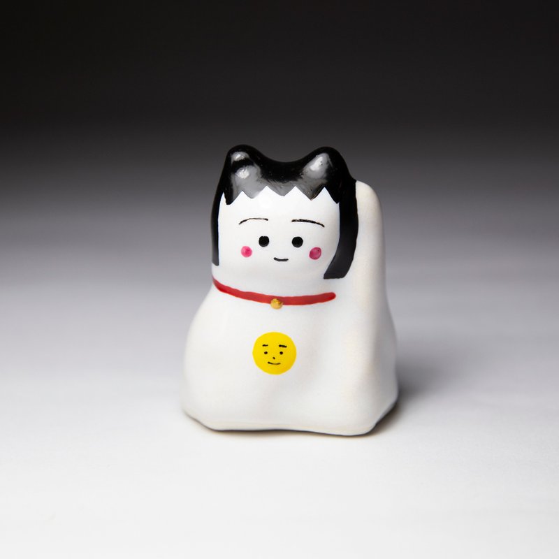 街頭開運招財貓-櫻桃小丸只 - 擺飾/家飾品 - 陶 白色