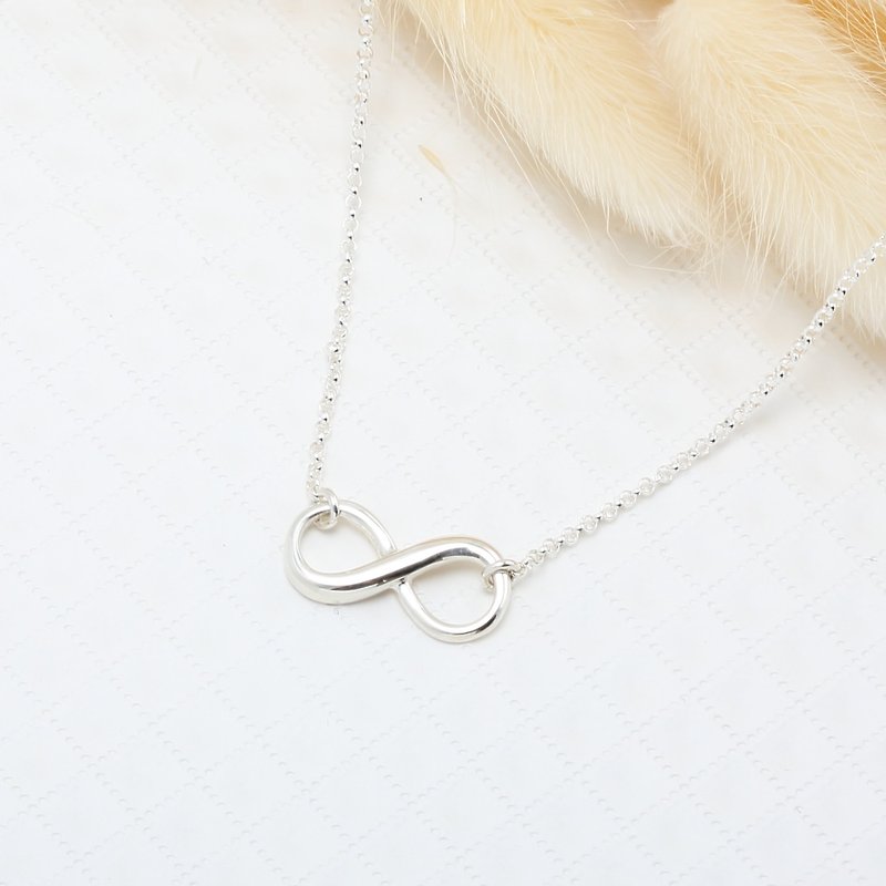 Love infinity s925 sterling silver necklace Valentine's Day Birthday gift - สร้อยคอ - เงินแท้ สีเงิน