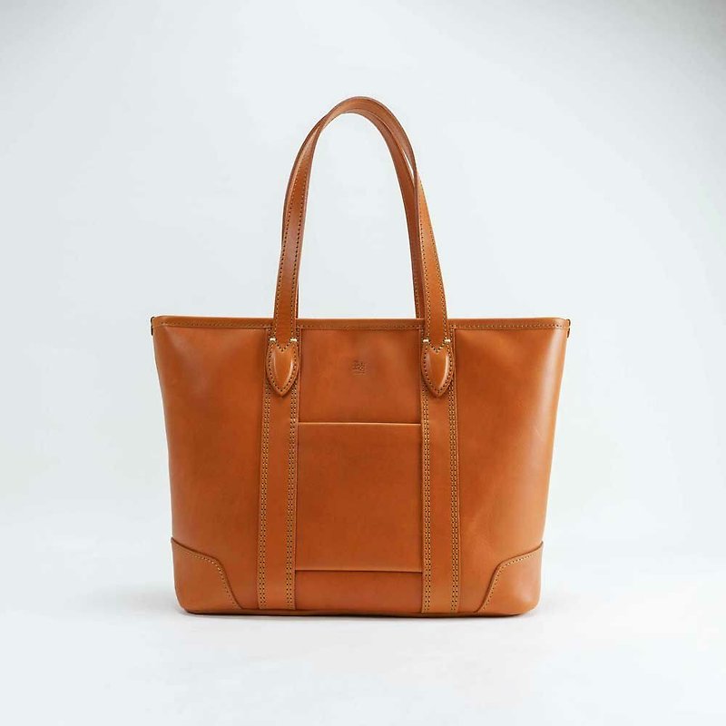 Kagen JIN 7L leather tote bag red brick color - Handbags & Totes - Genuine Leather Orange