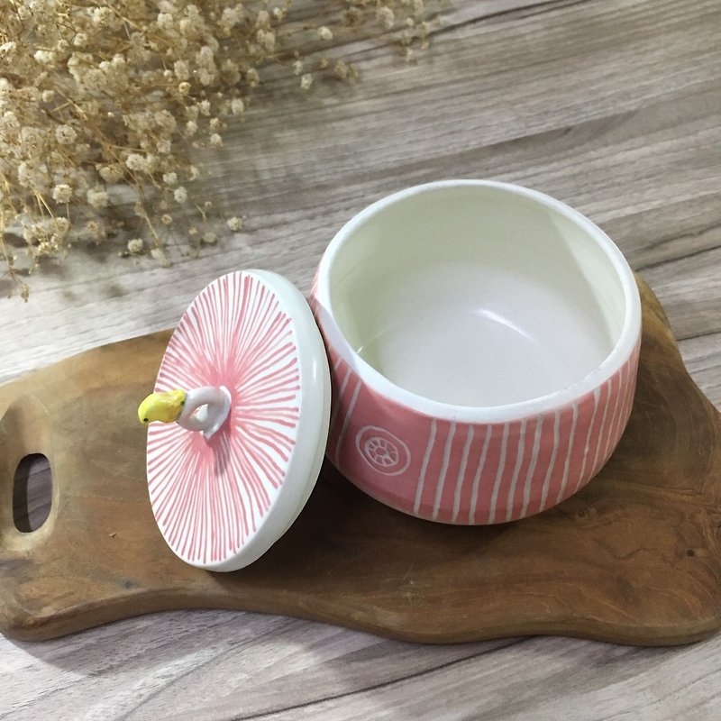 陶瓷-蓋罐(粉紅線條) - 花瓶/陶器 - 陶 