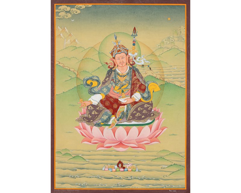 生動活潑的蓮花生大師唐卡畫 - 壁貼/牆壁裝飾 - 其他材質 多色
