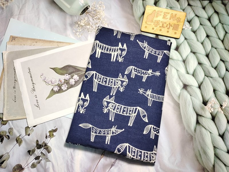 Japanese style series-Japanese out-of-print thin cotton and Japanese style fox cloth book cover-cloth book cover is suitable for A5-25K - Book Covers - Cotton & Hemp 