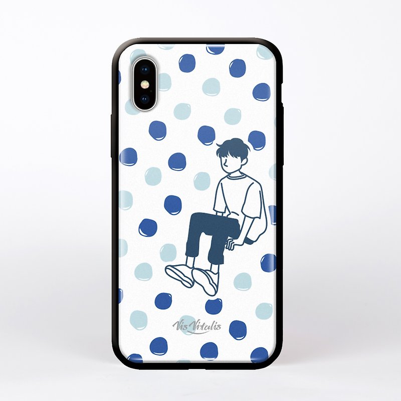 Blue dot boy phone case - เคส/ซองมือถือ - พลาสติก สีน้ำเงิน