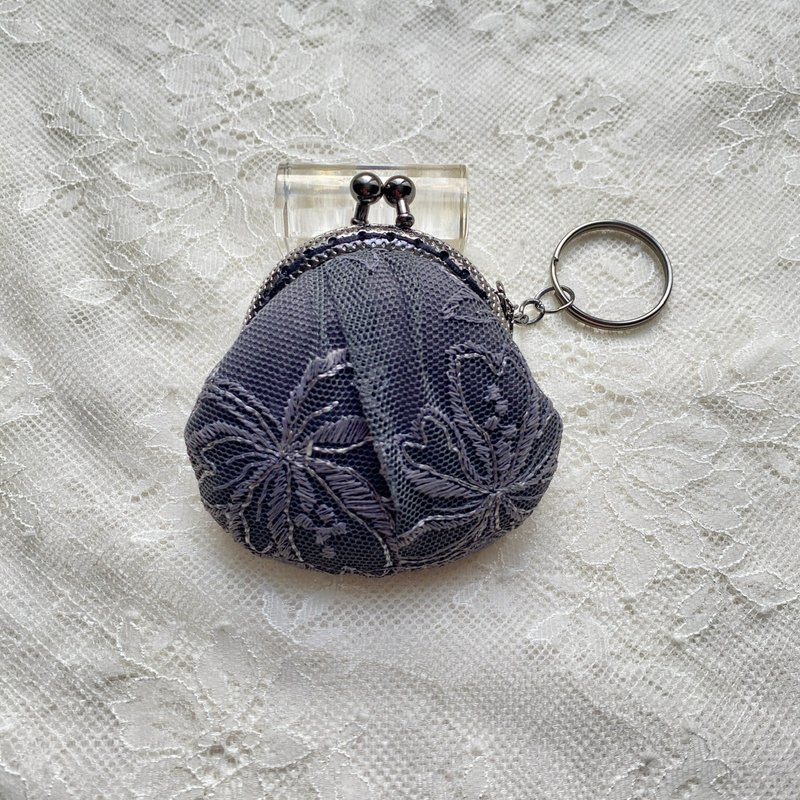 Embroidered lace kiss lock bag keychain - Coin Purses - Cotton & Hemp 