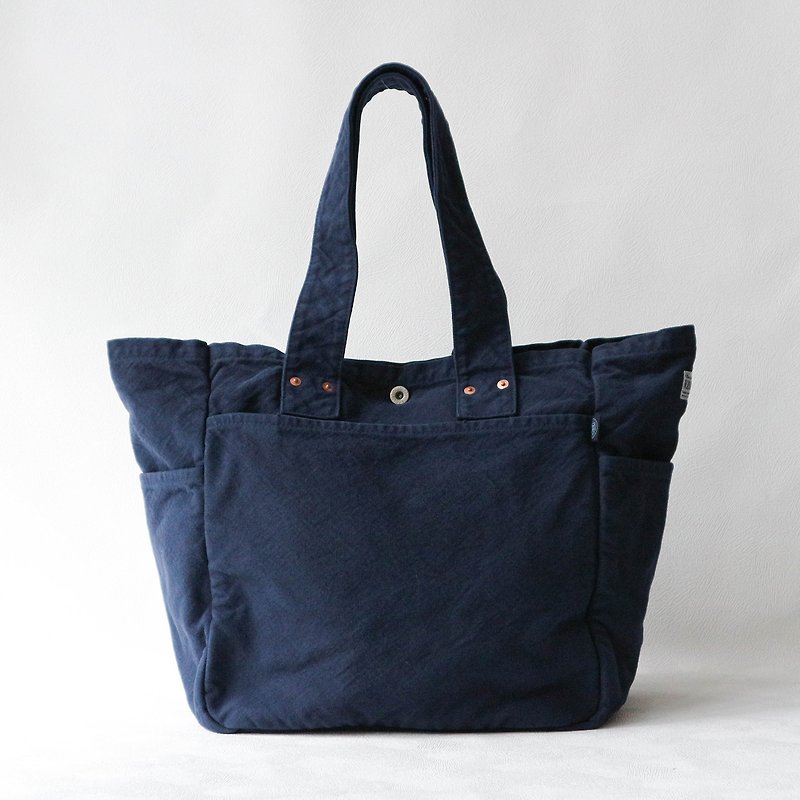 Work Tote Bag L [Dark Blue] (VC-3L) - Handbags & Totes - Cotton & Hemp Blue