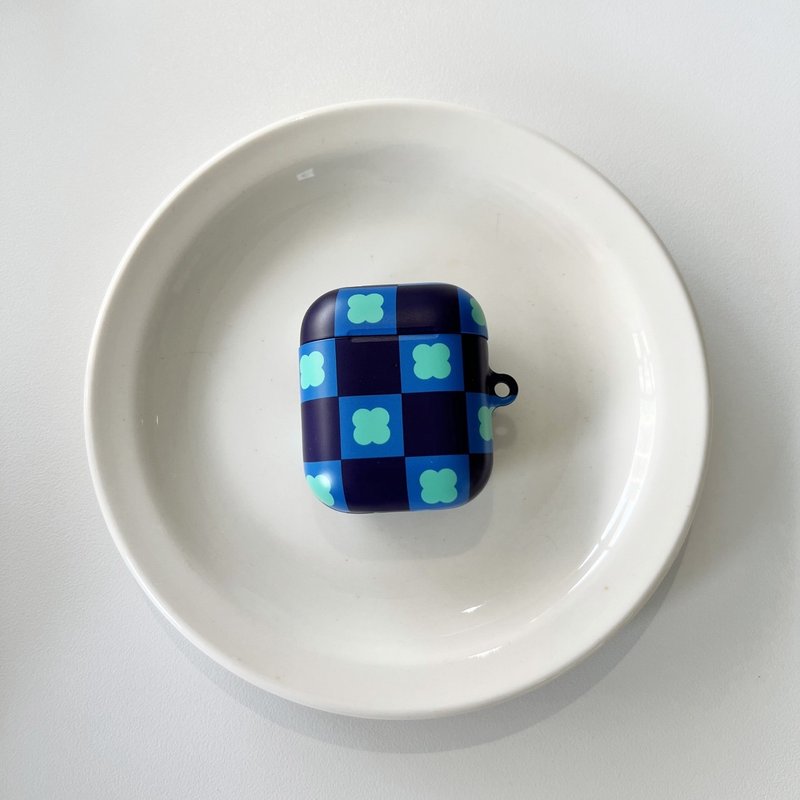 clover check hard AirPods Case (navy) - AirPods/耳機保護套 - 塑膠 藍色