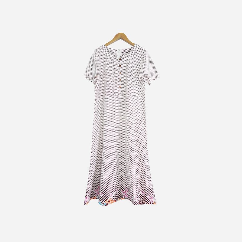 Dislocation vintage / red and white water jade dress no.866 vintage - One Piece Dresses - Polyester White