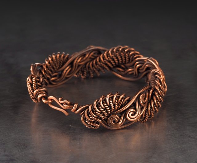 Wire wrapped copper bracelet for him or her Unique stranded woven wire  bracelet - Shop Wire Wrap Art Bracelets - Pinkoi